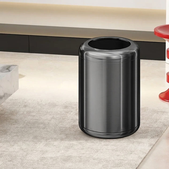 Avielle Polished Elegance Trash Can in black gold color