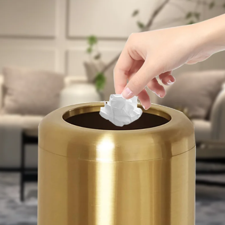 Avielle Polished Elegance Trash Can in gold color