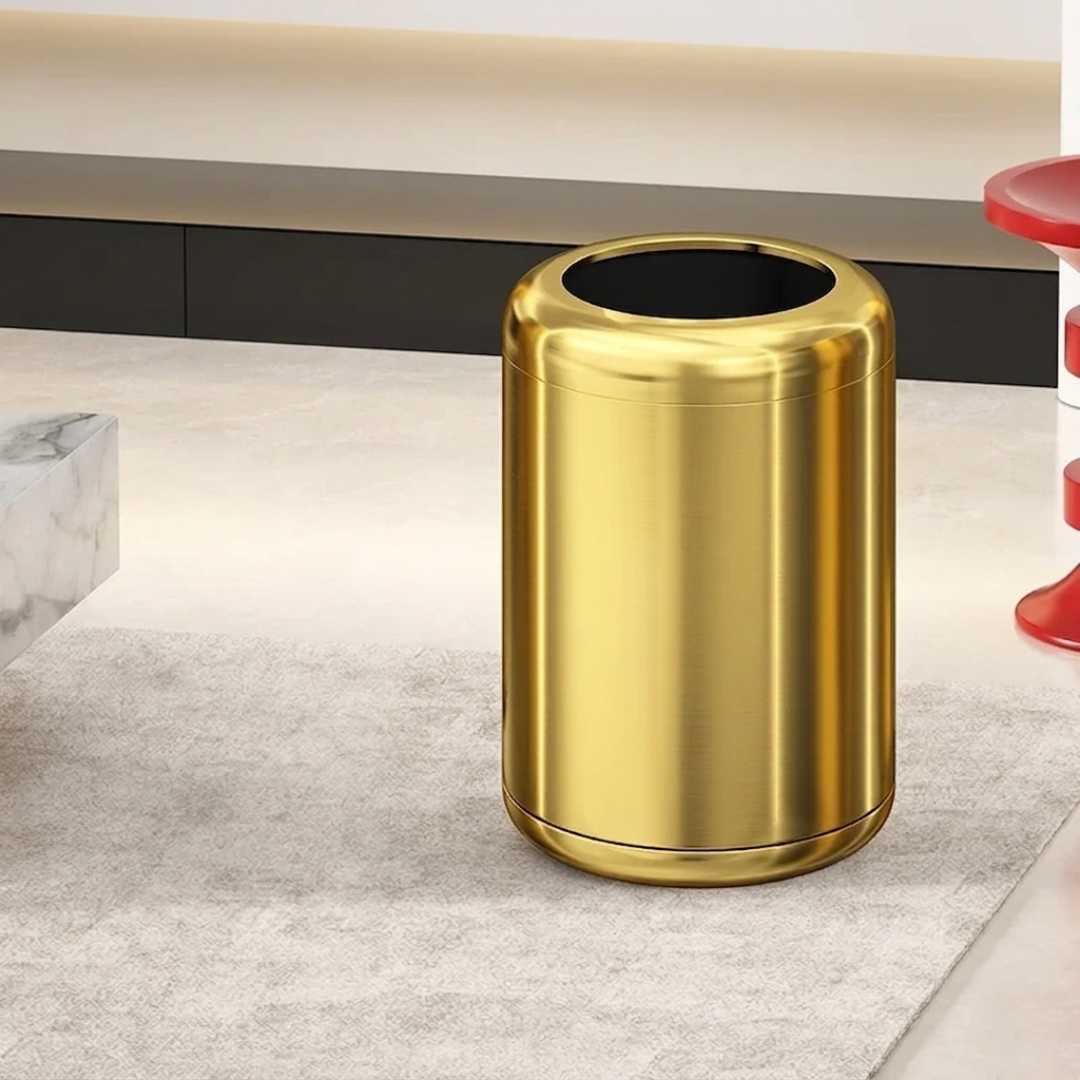 Avielle Polished Elegance Trash Can in gold color