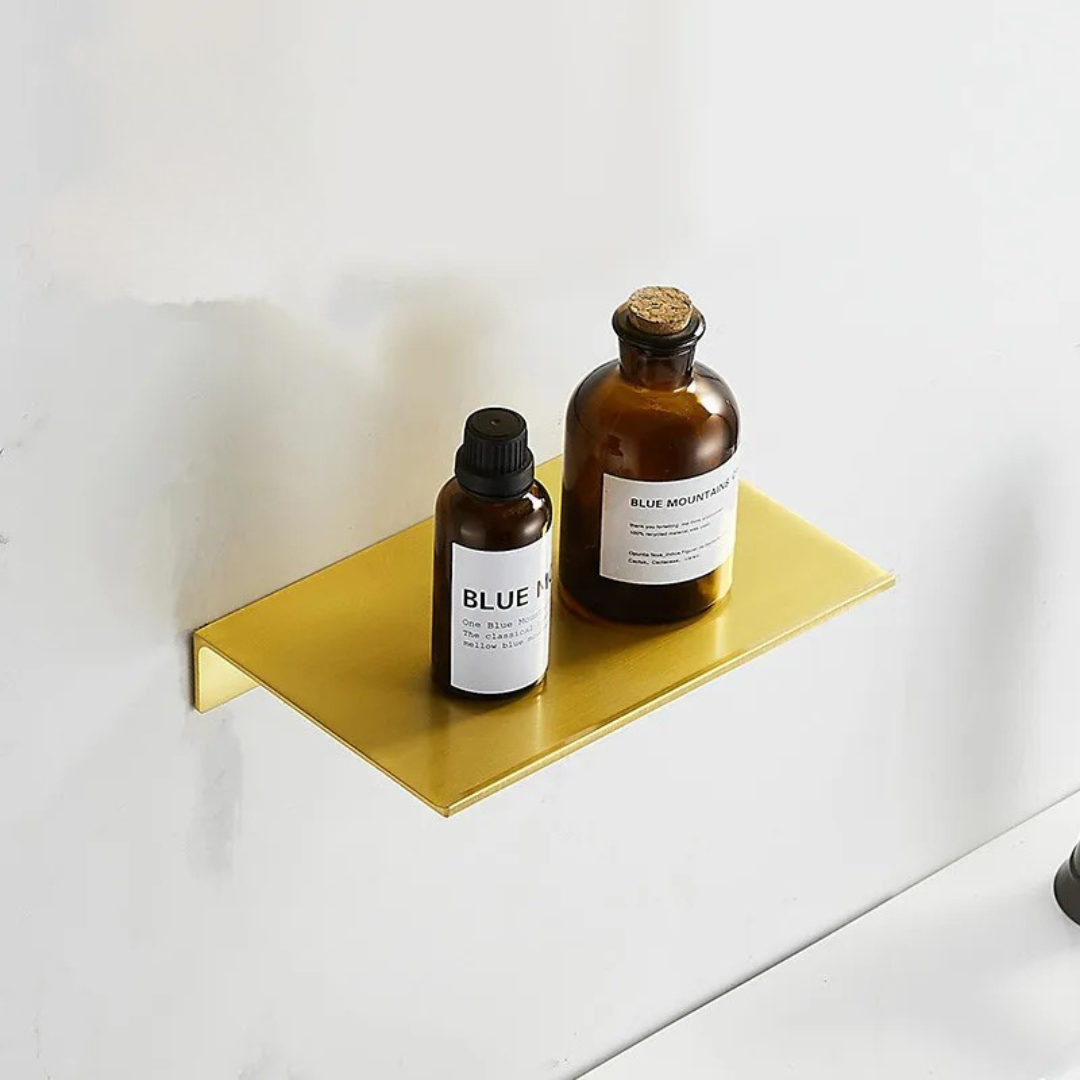 Ophelia Brushed Gold Bathroom Shelf in 8"x5" size