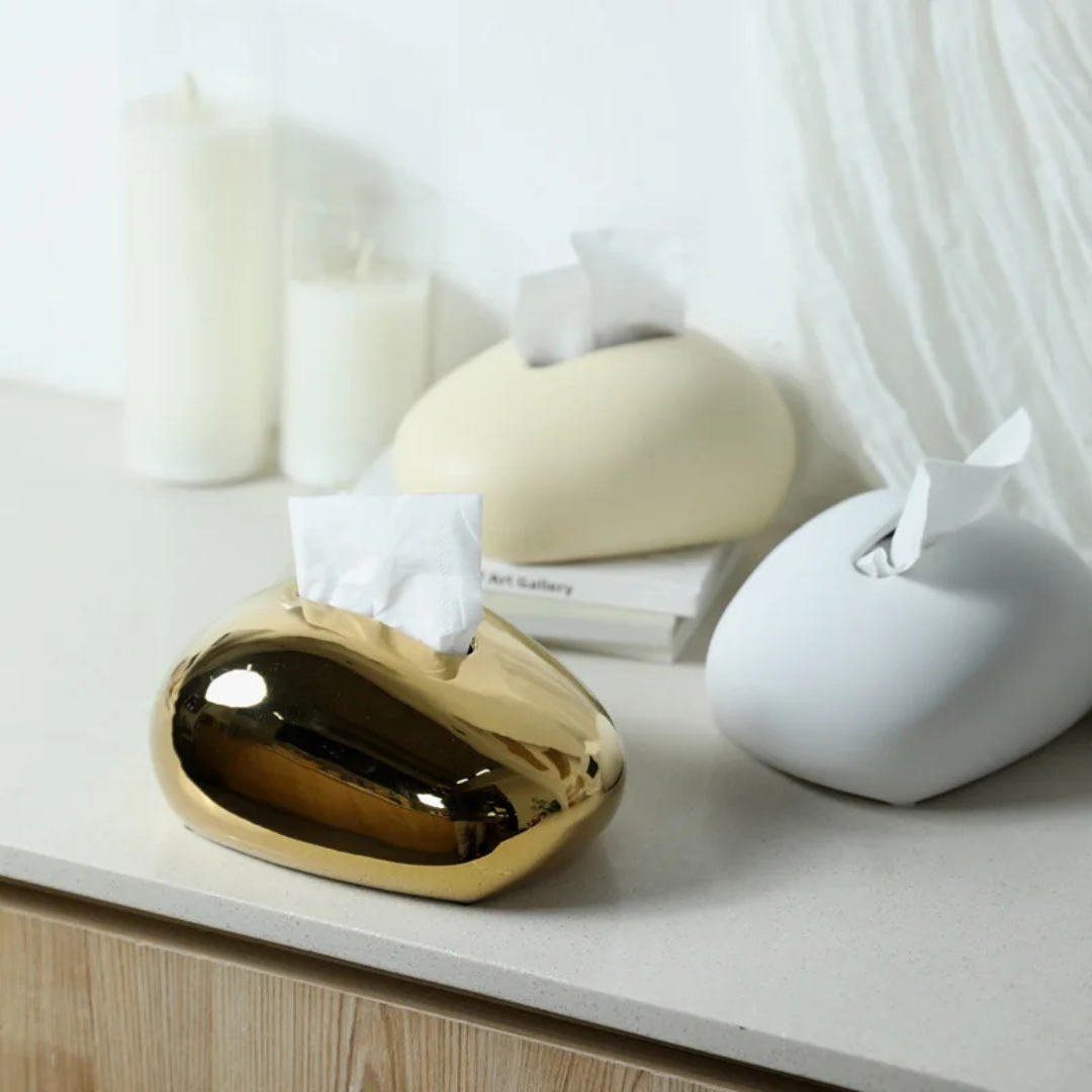 Pebble Form Ceramic Tissue Box