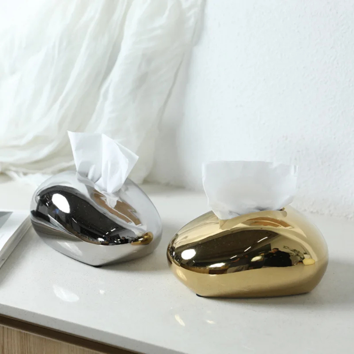 Pebble Form Ceramic Tissue Box
