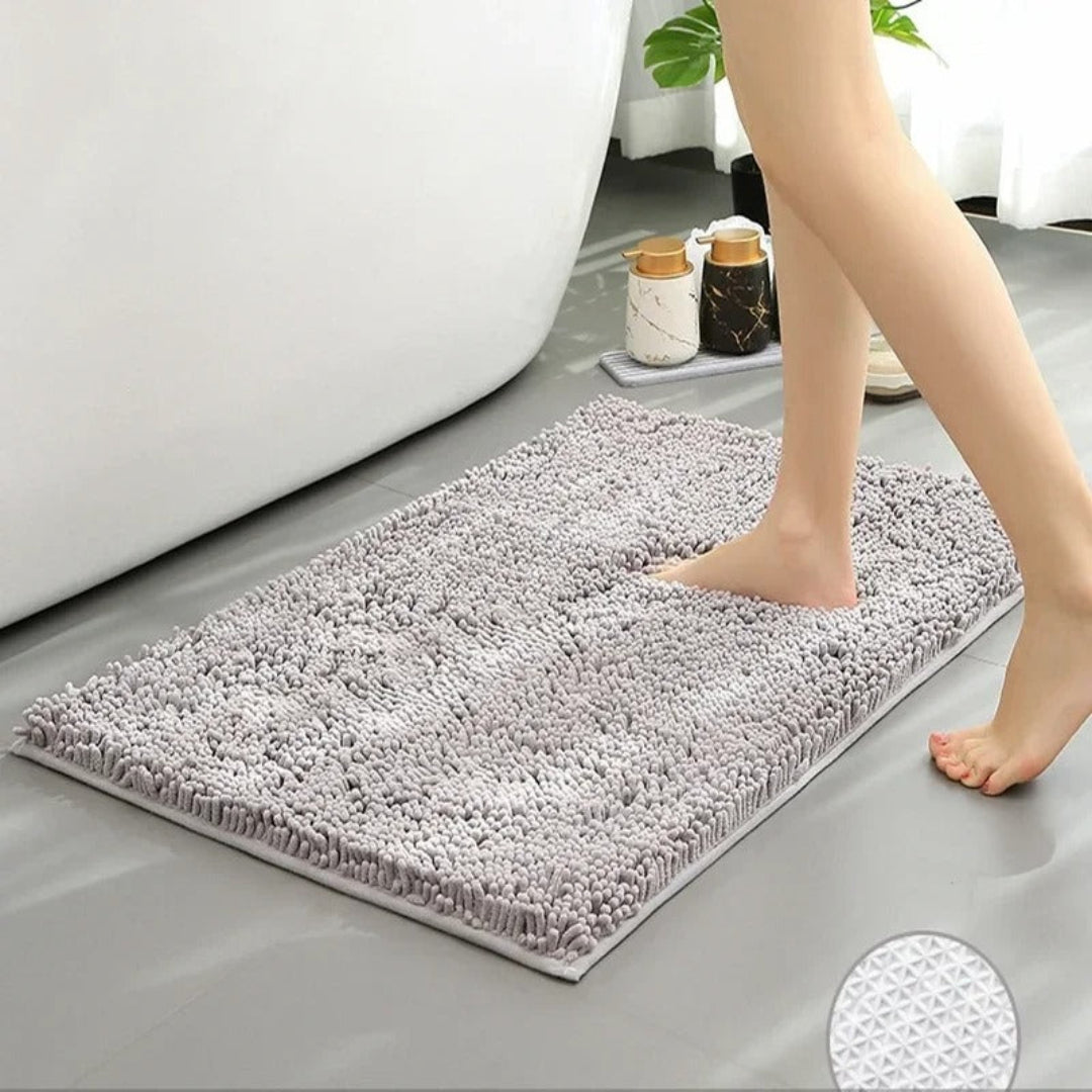 Cloud step plush bath rug, soft absorbent bathroom rug for comfort, quick drying, and modern home decor