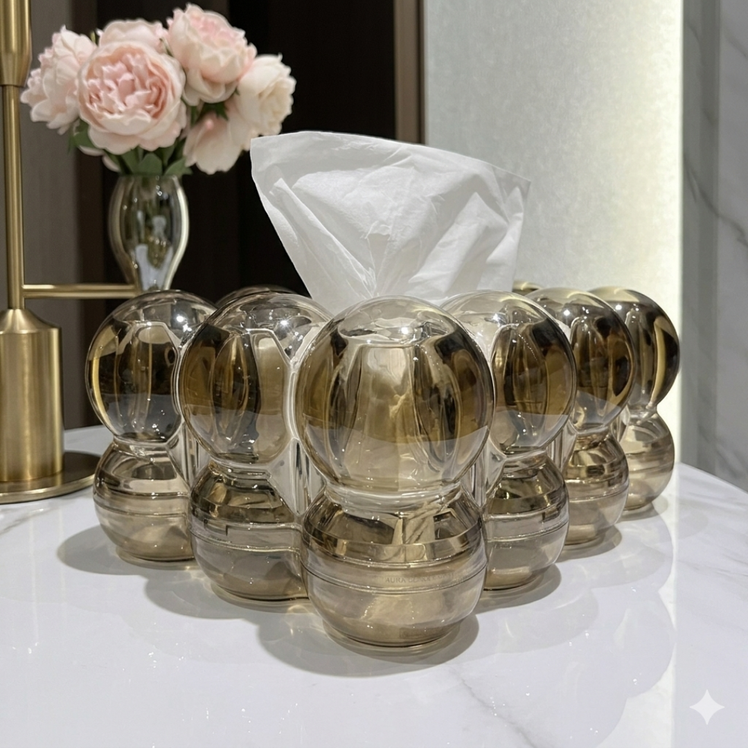 Crystal edge nordic tissue box, modern minimalist tissue holder for stylish home and bathroom decor