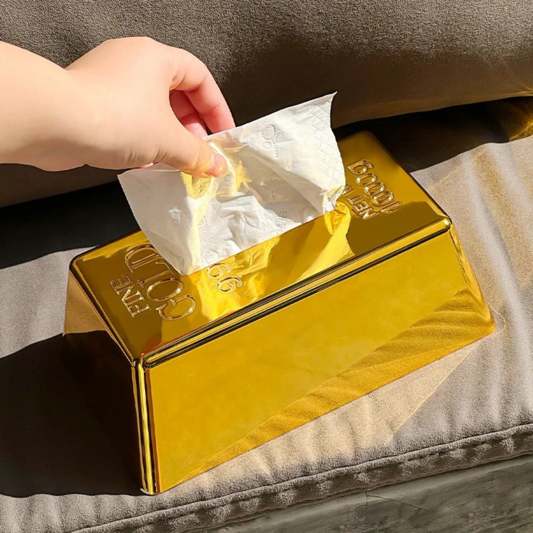 Opulent gild premium tissue box, luxury decorative tissue holder for elegant home and vanity styling