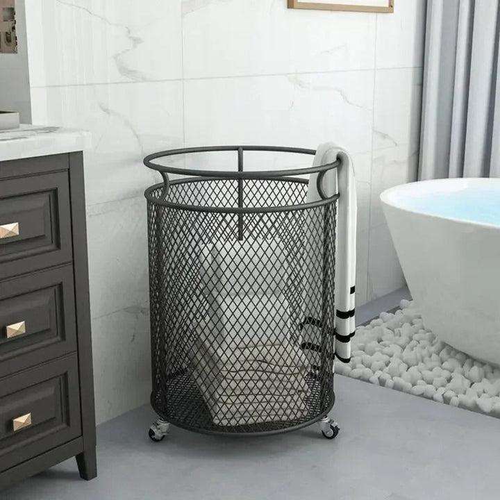 Orea luxe iron laundry basket, durable metal laundry hamper for modern home organization and storage