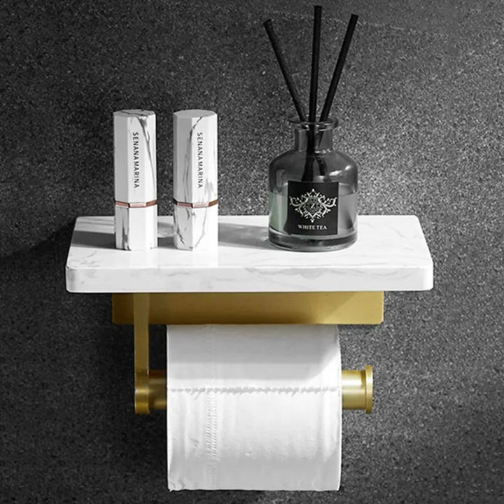 Sculpted marble toilet paper holder, modern bathroom accessory with elegant marble design