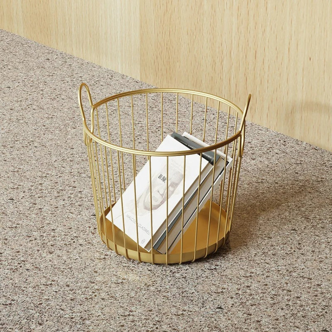Velour arc iron laundry basket, stylish metal laundry hamper for bedroom, bathroom, or laundry room use