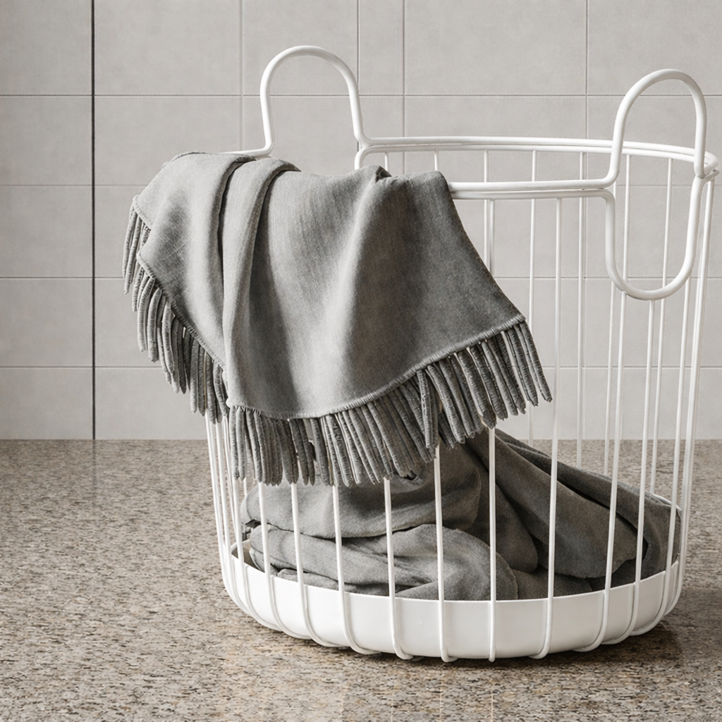 Velour Arc Iron Laundry Basket